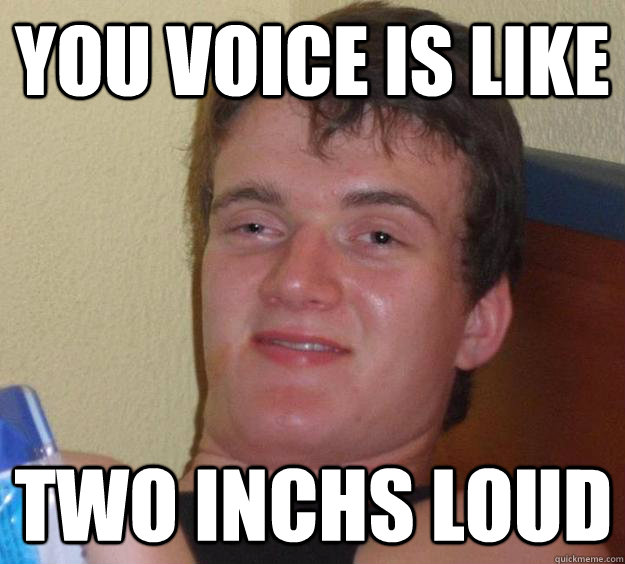 You voice is like  two inchs loud   10 Guy