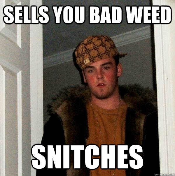 sells you bad weed snitches  Scumbag Steve