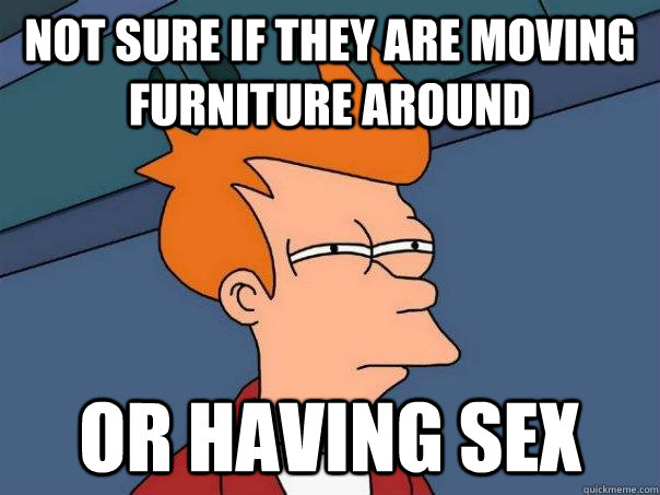 Not sure if they are moving furniture around Or having sex  Futurama Fry