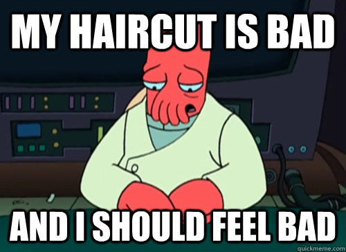 My haircut is bad and i should feel bad  sad zoidberg