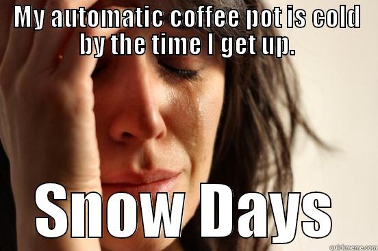 MY AUTOMATIC COFFEE POT IS COLD BY THE TIME I GET UP. SNOW DAYS First World Problems