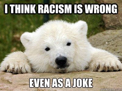 I think Racism is wrong even as a joke  Popular Opinion Polar Bear