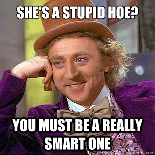 She's a stupid hoe? You must be a really smart one - She's a stupid hoe? You must be a really smart one  Condescending Wonka