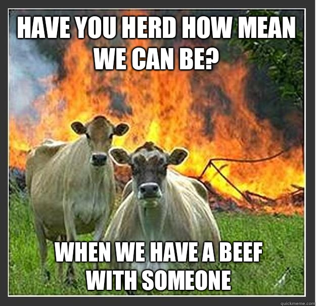 Have you herd how mean we can be? When we have a beef with someone  Evil cows