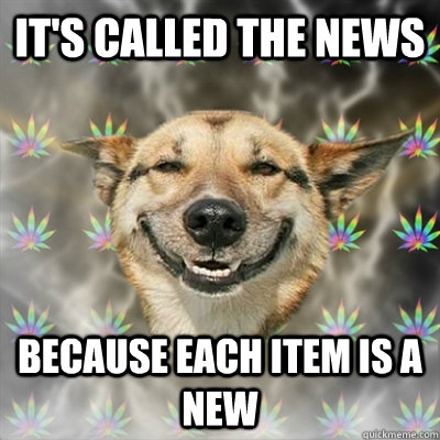 It's called the news Because each item is a new  Stoner Dog