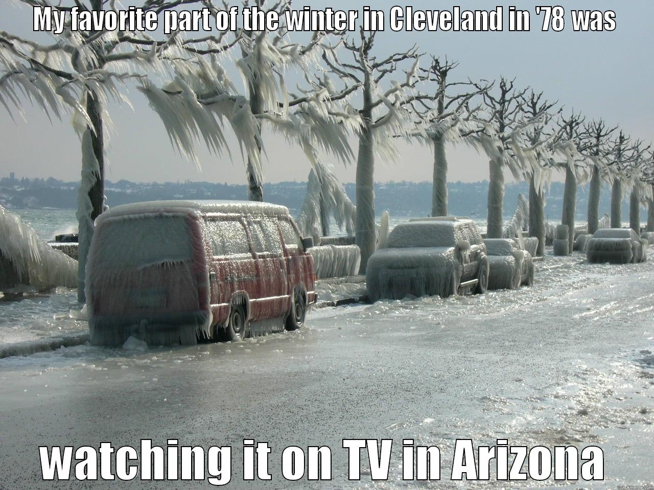 MY FAVORITE PART OF THE WINTER IN CLEVELAND IN '78 WAS WATCHING IT ON TV IN ARIZONA Misc