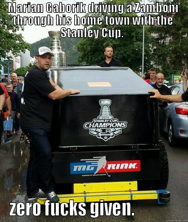 MARIAN GABORIK DRIVING A ZAMBONI THROUGH HIS HOME TOWN WITH THE STANLEY CUP.  ZERO FUCKS GIVEN.              Misc