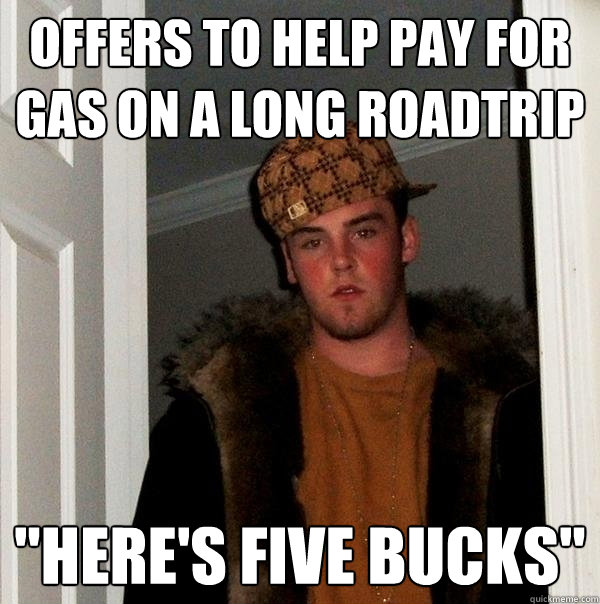 Offers to help pay for gas on a long roadtrip 