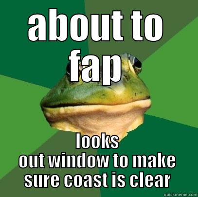 ABOUT TO FAP LOOKS OUT WINDOW TO MAKE SURE COAST IS CLEAR Foul Bachelor Frog