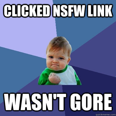 Clicked NSFW link wasn't gore  Success Kid