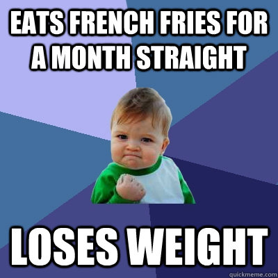 Eats French Fries for a month straight Loses weight  Success Kid