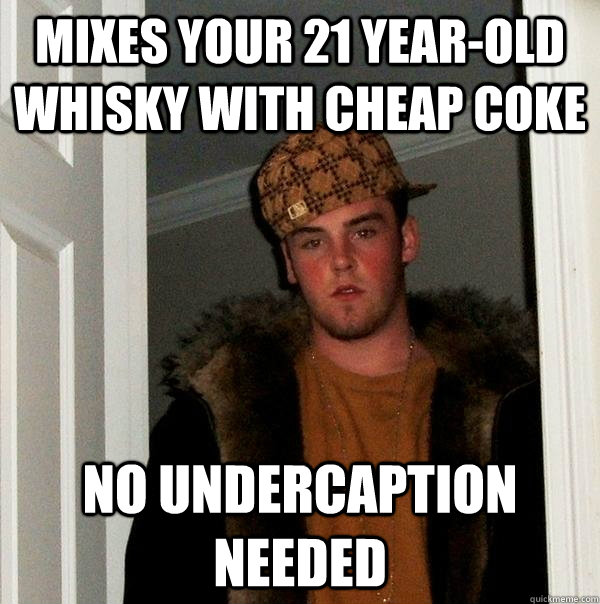 Mixes your 21 year-old whisky with cheap coke no undercaption needed - Mixes your 21 year-old whisky with cheap coke no undercaption needed  Scumbag Steve