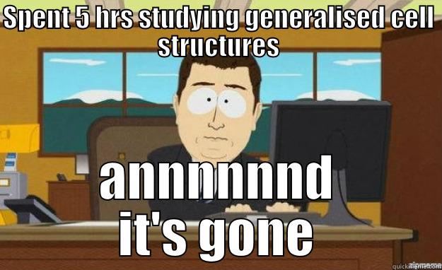 SPENT 5 HRS STUDYING GENERALISED CELL STRUCTURES ANNNNNND IT'S GONE aaaand its gone