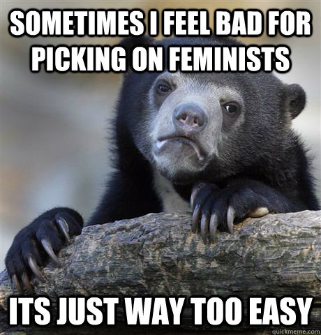 Sometimes I feel bad for picking on feminists Its just way too easy  Confession Bear