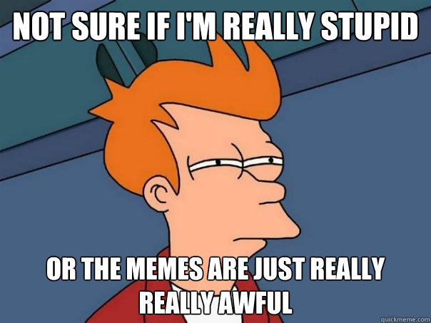 Not sure if I'm really stupid Or the memes are just really really awful - Not sure if I'm really stupid Or the memes are just really really awful  Futurama Fry