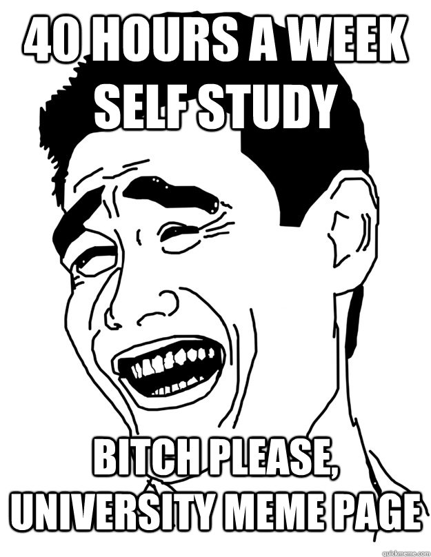 40 hours a week self study bitch please, University meme page - 40 hours a week self study bitch please, University meme page  Bitch please phone