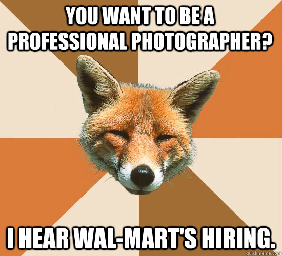 You want to be a professional photographer? I hear Wal-Mart's hiring.  Condescending Fox