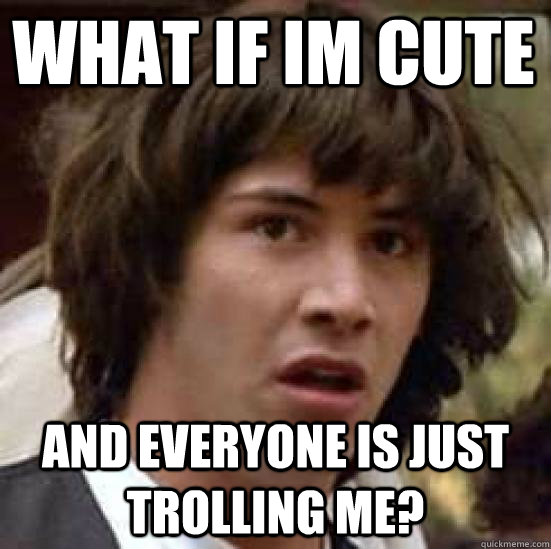 What if im cute and everyone is just trolling me?  conspiracy keanu