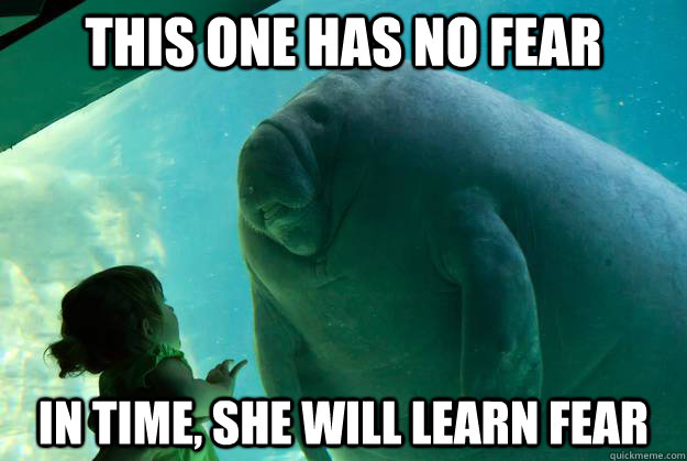 this one has no fear in time, she will learn fear - this one has no fear in time, she will learn fear  Overlord Manatee