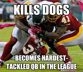 kills dogs Becomes hardest-tackled qb in the league  MIchael Vick