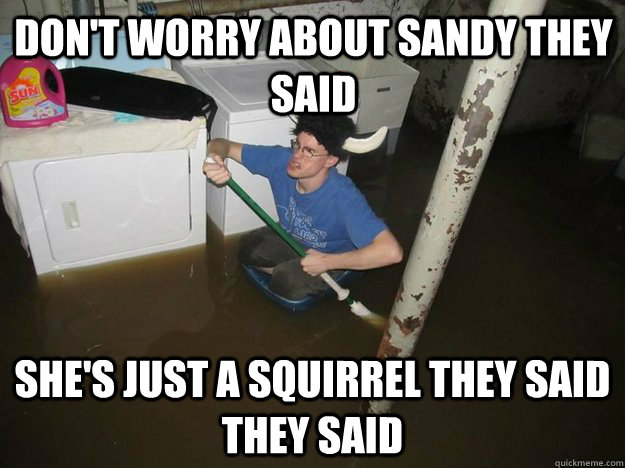 Don't worry about sandy they said She's just a squirrel they said they said  Do the laundry they said