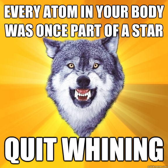 every atom in your body was once part of a star quit whining  Courage Wolf