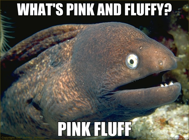 WHAT'S PINK AND FLUFFY? PINK FLUFF  Bad Joke Eel