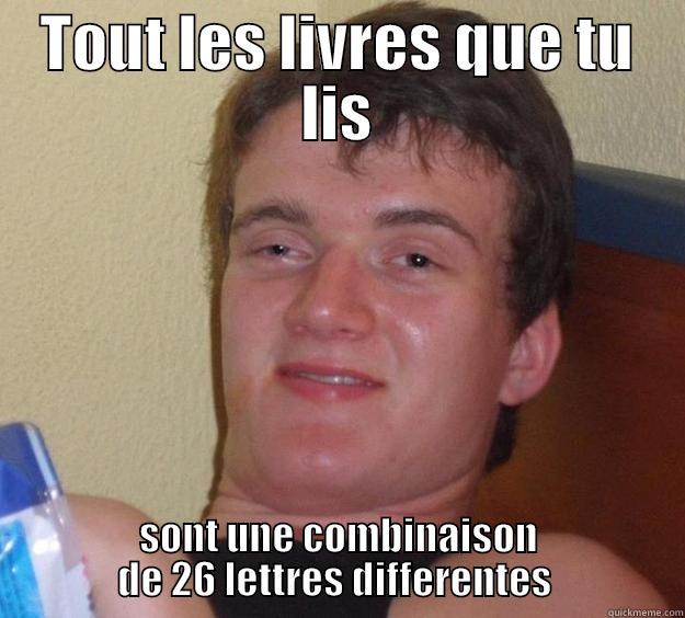 TOUT LES LIVRES QUE TU LIS SONT UNE COMBINAISON DE 26 LETTRES DIFFÉRENTES  10 Guy