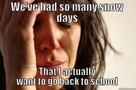 WE'VE HAD SO MANY SNOW DAYS THAT I ACTUALLY WANT TO GO BACK TO SCHOOL First World Problems