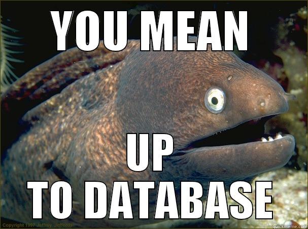 database up to date - YOU MEAN UP TO DATABASE Bad Joke Eel