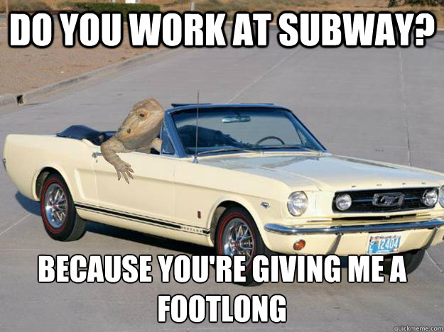 Do you work at subway? Because you're giving me a footlong
  Pickup Dragon