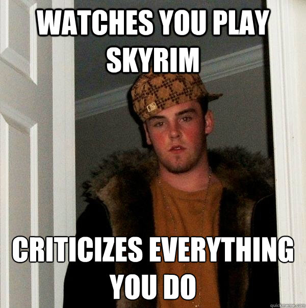 Watches you play Skyrim Criticizes everything you do  Scumbag Steve