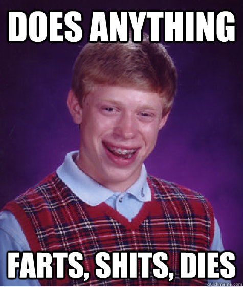 does ANYTHING farts, shits, dies  Bad Luck Brian