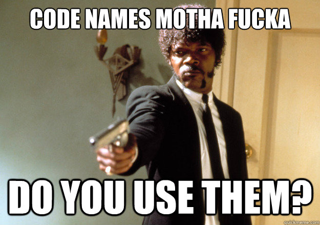 Code names Motha fucka Do you use them? - Code names Motha fucka Do you use them?  Samuel L Jackson