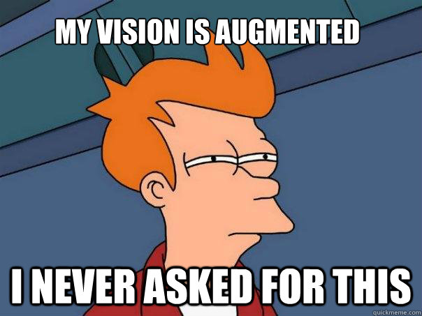 My vision is augmented I never asked for this - My vision is augmented I never asked for this  Futurama Fry