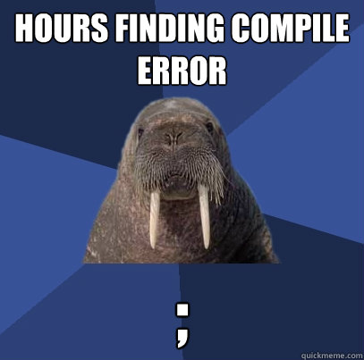 hours finding Compile error ; - hours finding Compile error ;  Web Developer Walrus