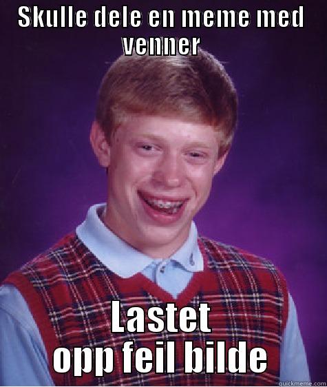 SKULLE DELE EN MEME MED VENNER LASTET OPP FEIL BILDE Bad Luck Brian