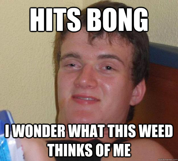 Hits bong I wonder what this weed thinks of me  10 Guy