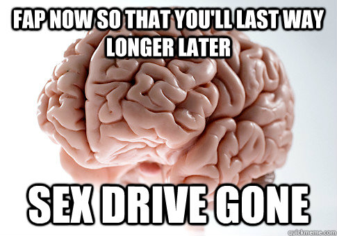 fap now so that you'll last way longer later sex drive gone  Scumbag Brain