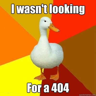 I wasn't looking  For a 404  Tech Impaired Duck