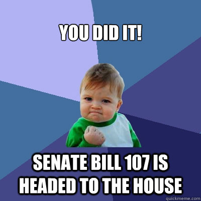 You did it! Senate Bill 107 is headed to the house  Success Kid