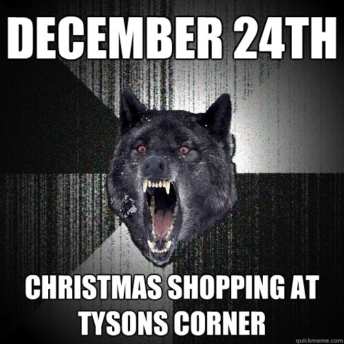 December 24th Christmas Shopping at Tysons Corner  Insanity Wolf