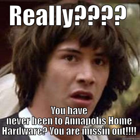 REALLY???? YOU HAVE NEVER BEEN TO ANNAPOLIS HOME HARDWARE? YOU ARE MISSIN OUT!!!! conspiracy keanu