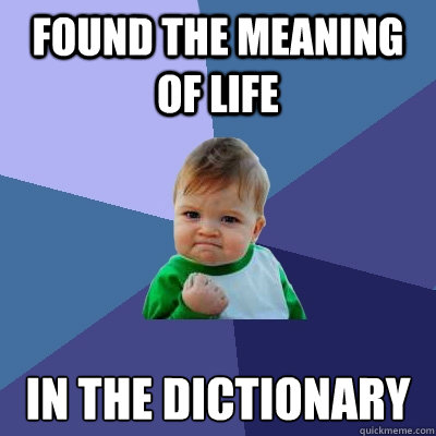 found the meaning of life in the dictionary  Success Kid