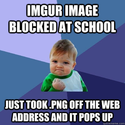 Imgur image blocked at school Just took .png off the web address and it pops up  Success Kid