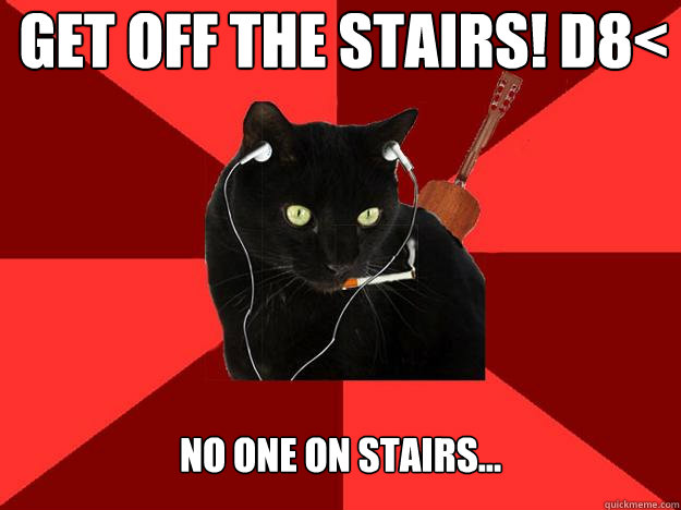 GET OFF THE STAIRS! D8< no one on stairs...  Berklee Cat