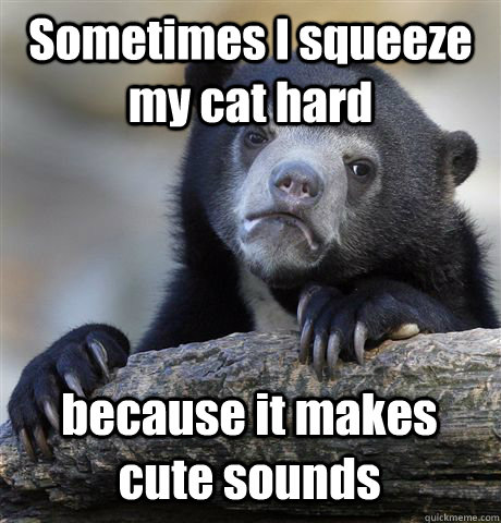 Sometimes I squeeze my cat hard because it makes cute sounds  Confession Bear