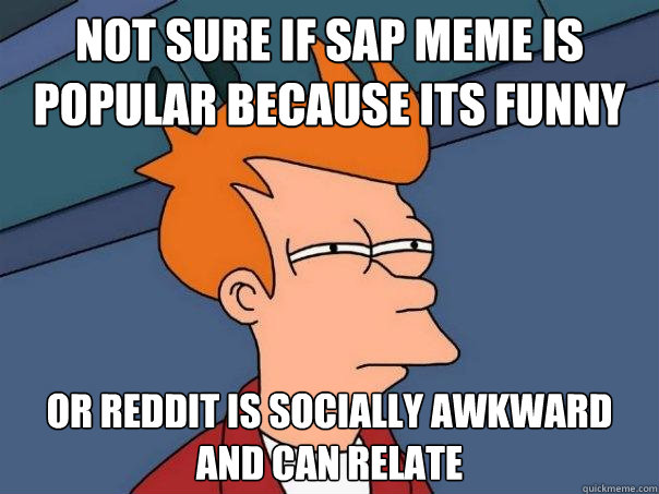 not sure if sap meme is popular because its funny or reddit is socially awkward and can relate - not sure if sap meme is popular because its funny or reddit is socially awkward and can relate  Futurama Fry