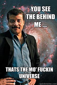 You see the behind me .... Thats the mo' fuckin universe  Neil deGrasse Tyson