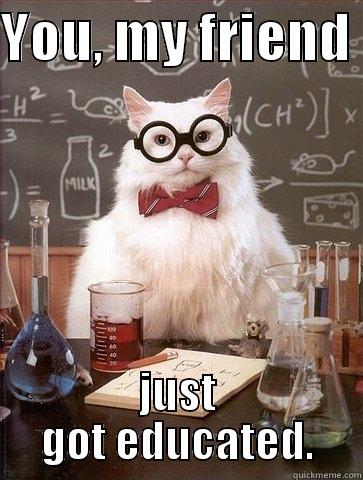 Knowledge Cat - YOU, MY FRIEND  JUST GOT EDUCATED. Chemistry Cat